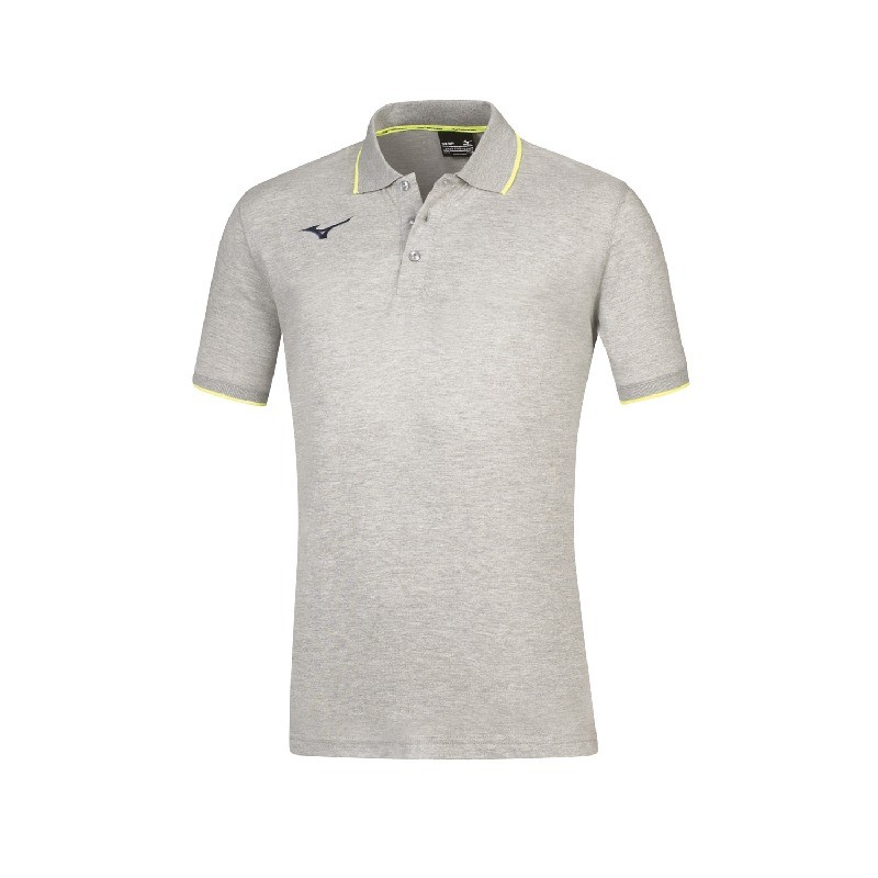 MIZUNO POLO - HEATHER GREY/YELLOW FLUO