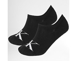 CKJ MEN FOOTIE HIGH CUT 2P MONOGRAM - BLACK