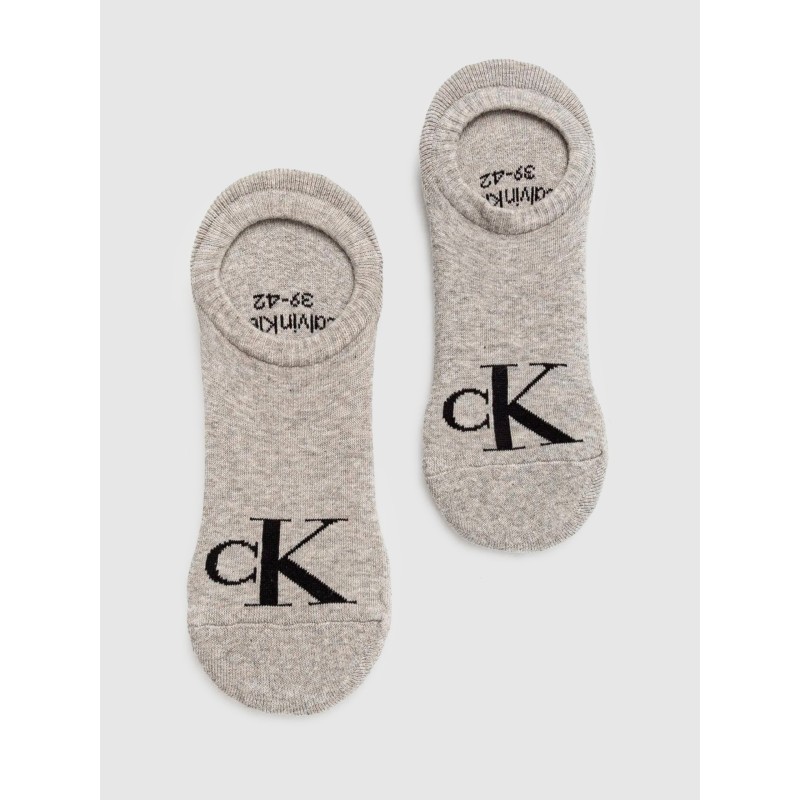 CKJ MEN FOOTIE HIGH CUT 2P MONOGRAM - LIGHT GREY MELANGE