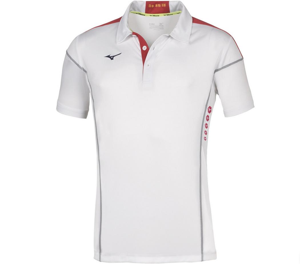 mizuno mizuno polo hex rect  bianco rosso