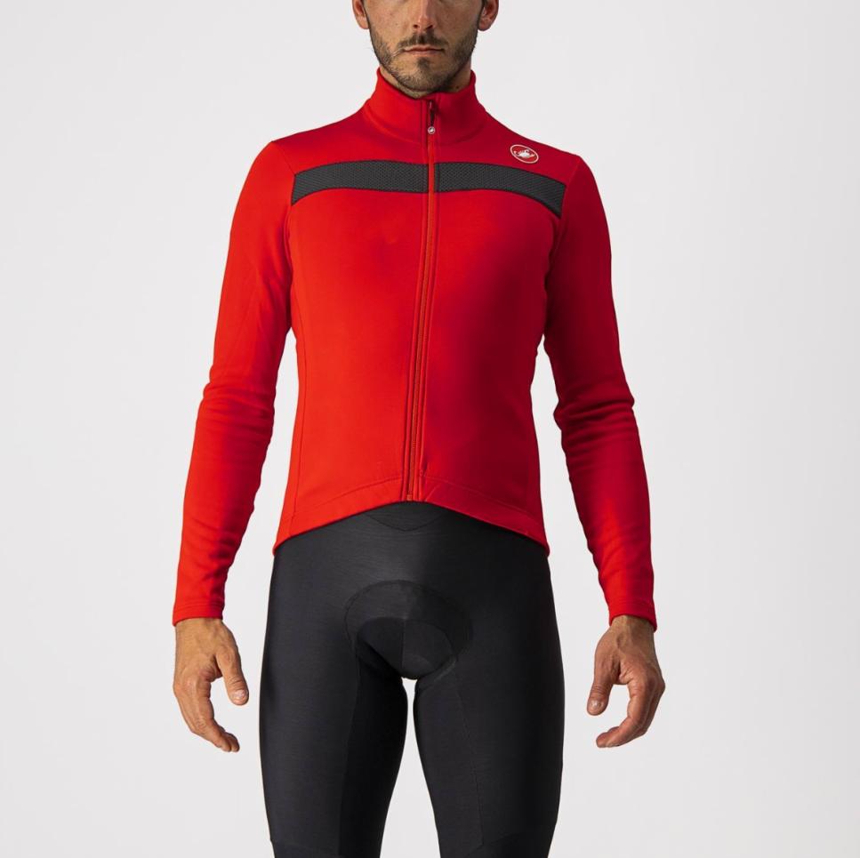 castelli castelli giacca puro 3 jersey fz red/black reflex