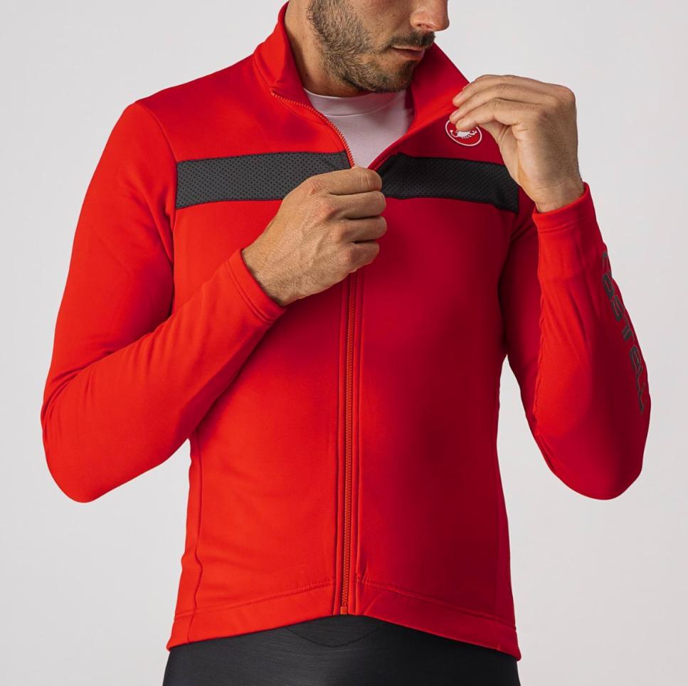 castelli castelli giacca puro 3 jersey fz red/black reflex - foto 4