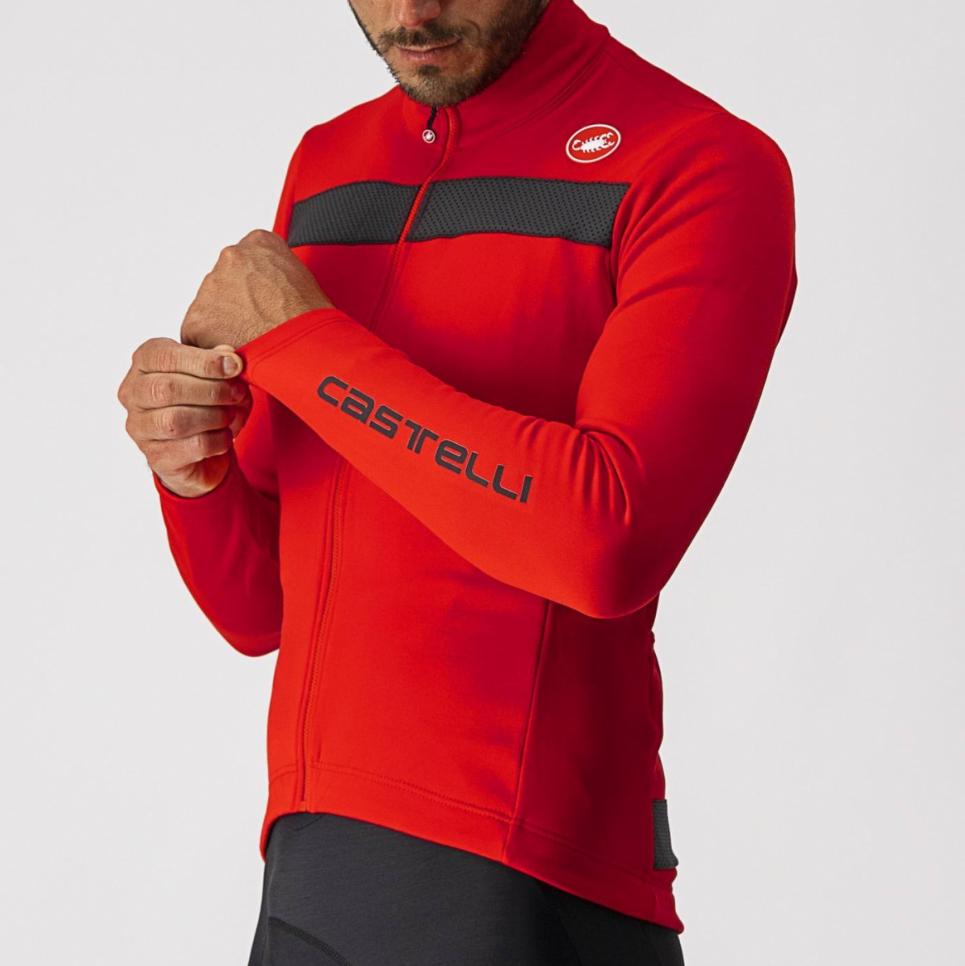 castelli castelli giacca puro 3 jersey fz red/black reflex - foto 5