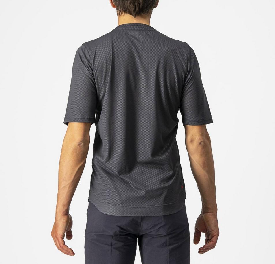 castelli castelli t-shirt trail tech tee - dark gray/black/electric lime