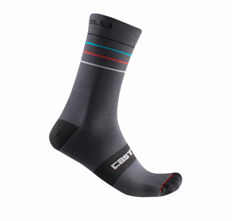 castelli castelli calzino endurance 15 sock grigio scuro blu rosso