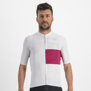 Maglia snap jersey bianco ciclamino