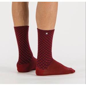 Calzino checkmate wint socks  prune red rumba