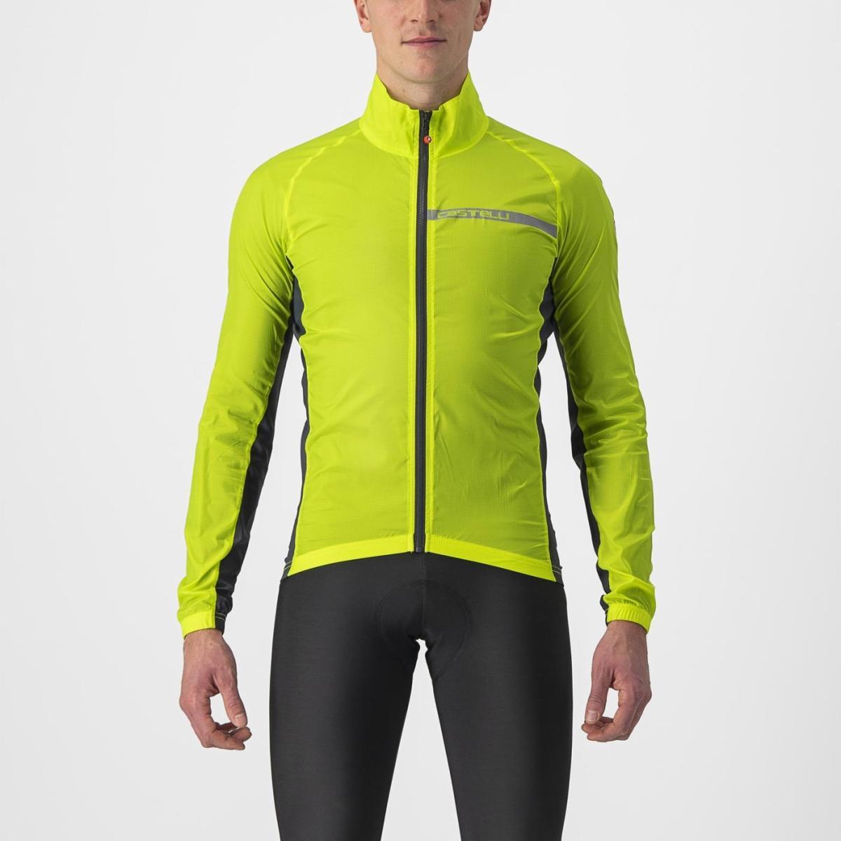 castelli castelli mantellina squadra stretch jkt verde fluo' grigio