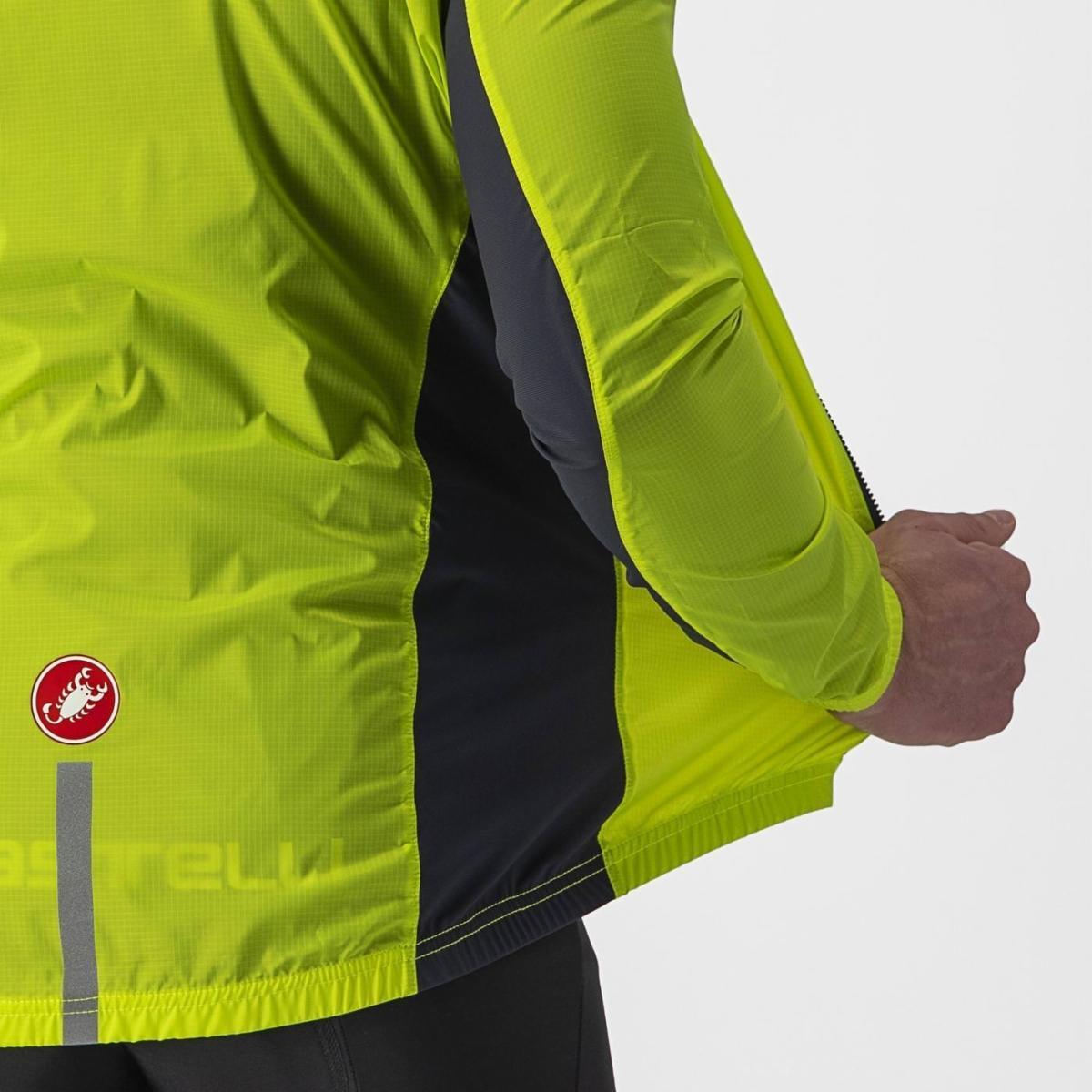 castelli castelli mantellina squadra stretch jkt verde fluo' grigio