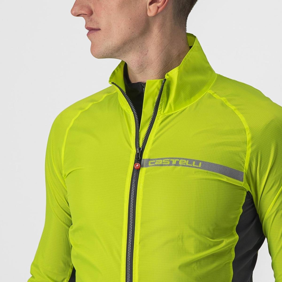 castelli castelli mantellina squadra stretch jkt verde fluo' grigio