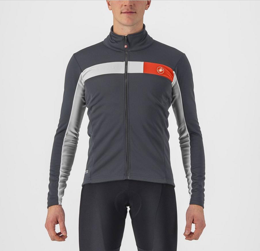 castelli castelli giacca  mortirolo 6s jacket grigio scuro -silver