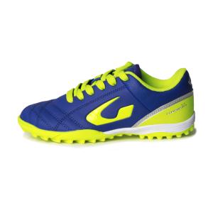 Scarpa calcetto torneo x bambino blu/giallo fluo/grigio