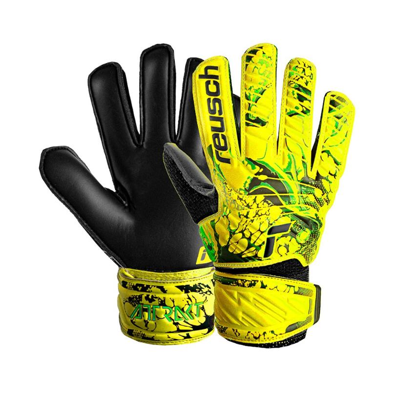 reusch reusch guanti attrakt solid jr. - safety yellow/black - foto 4