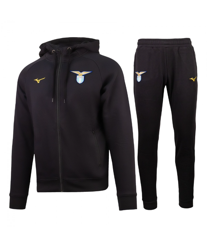 TUTA FELPATA FULL ZIP CON CAPPUCCIO SS LAZIO MIZUNO NERA 23-24 P2GGAX76-09 