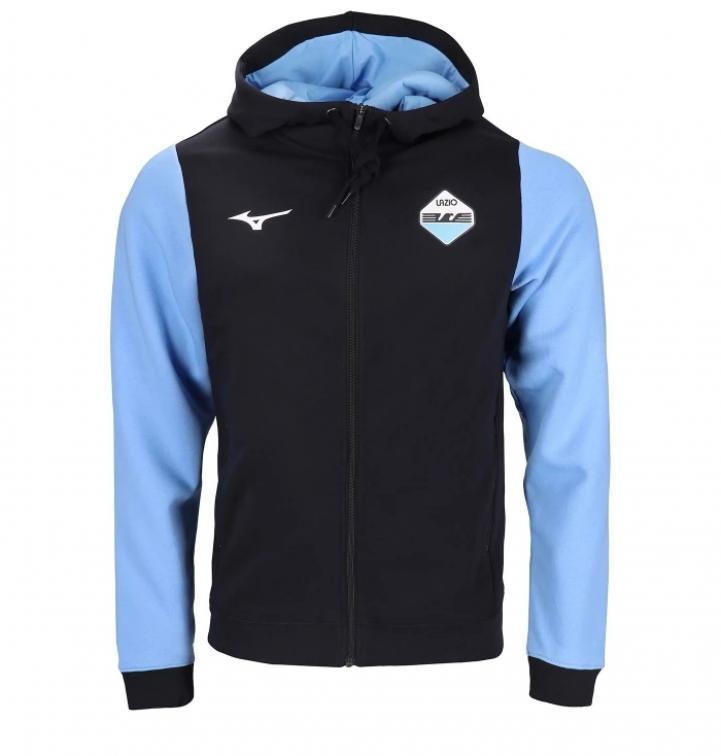 MIZUNO FULL ZIP HOODIE FANWEAR SS LAZIO 23/24 - BLACK/SKY BLUE P2GCAX82-09