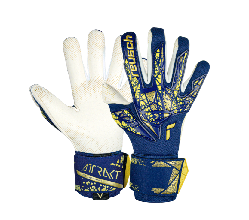 REUSCH GUANTI PORTIERE ATTRAKT GOLD X GLUEPRINT BLU ORO 5470974-4410