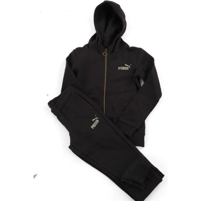 PUMA ESS+ BRONZE FZ HOODED SUIT FL G JR. - BLACK 679156-01