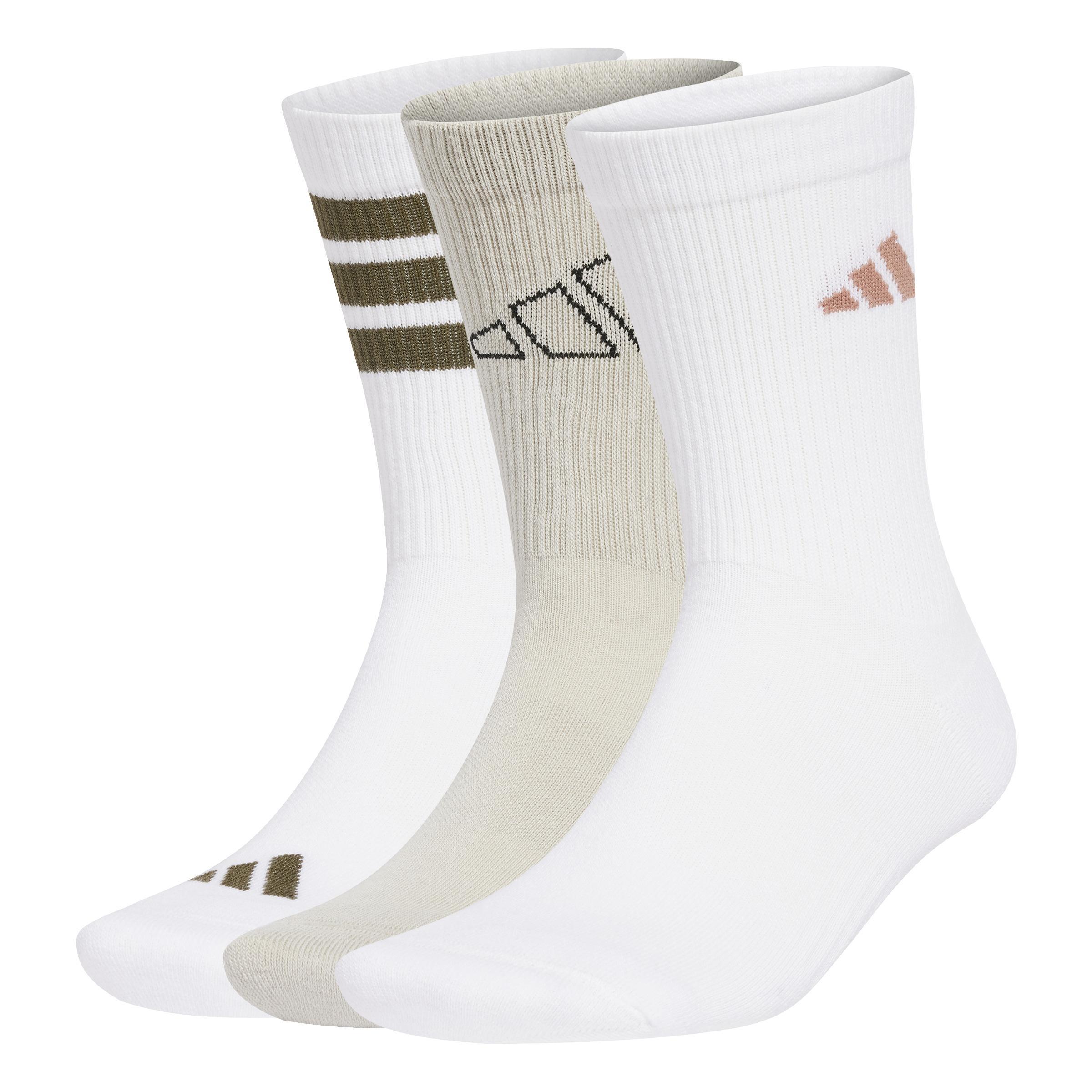 ADIDAS CALZE CREW SOCKS 3PP PACK  BIANCO BEIGE UNISEX  JD5830