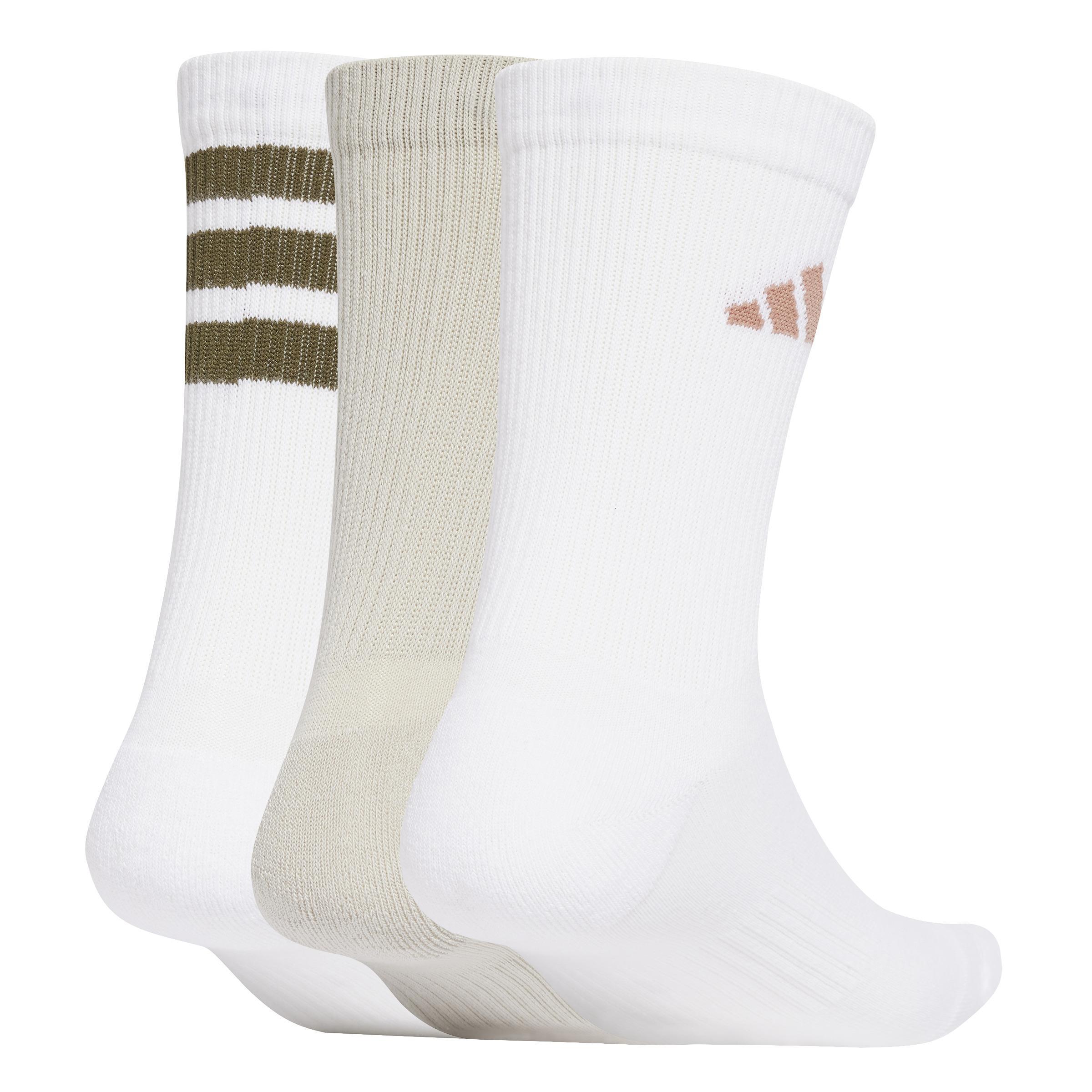 ADIDAS CALZE CREW SOCKS 3PP PACK  BIANCO BEIGE UNISEX  JD5830