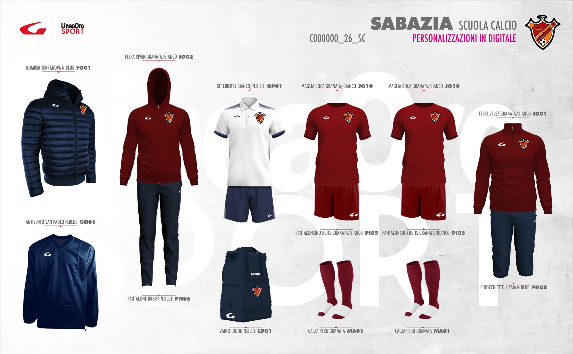 SABAZIA CALCIO 2026 SET AGONISTICA E SCUOLA CALCIO - XS