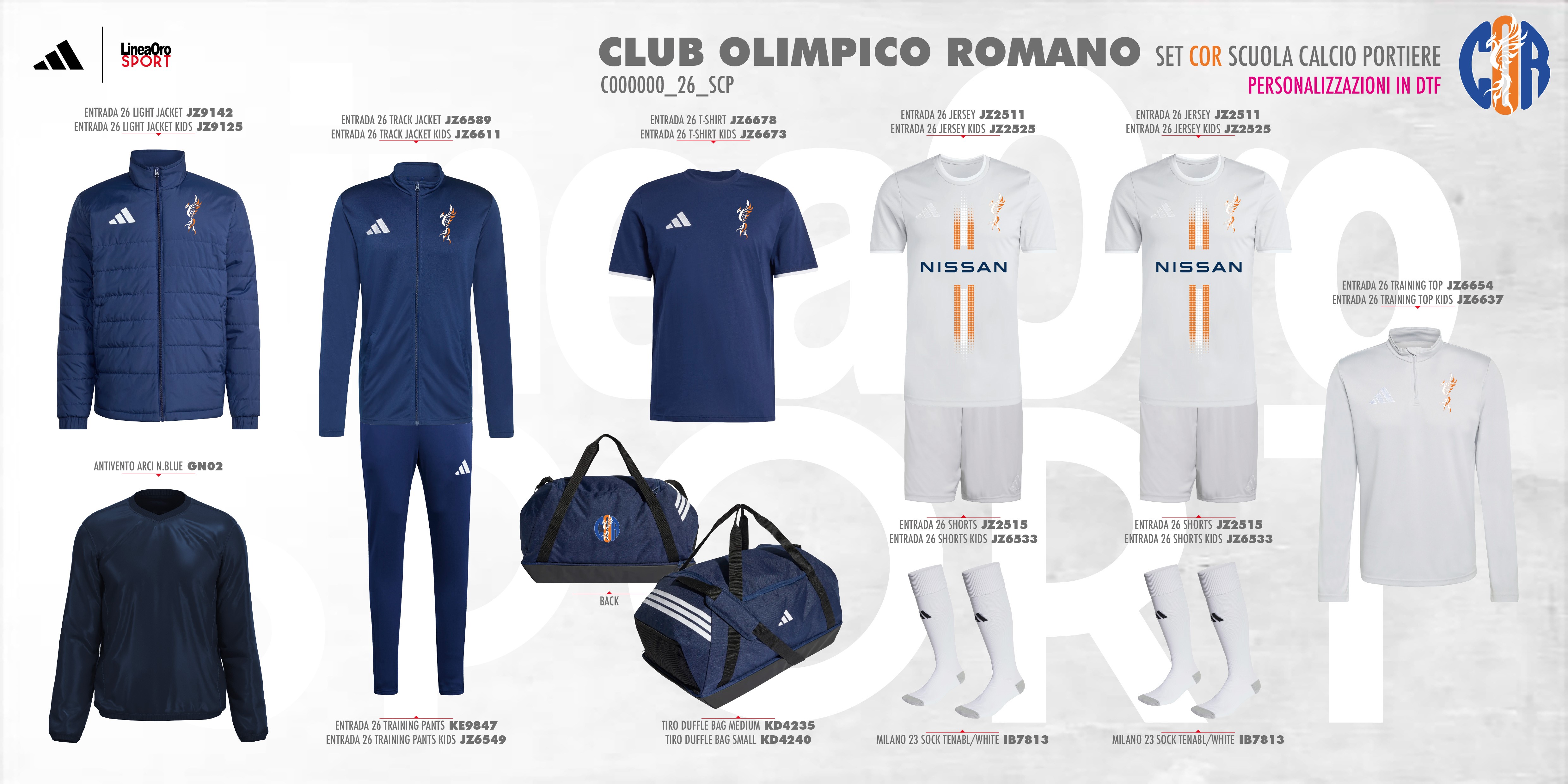 CLUB OLIMPICO ROMANO 2026 SET SCUOLA CALCIO PORTIERE JUNIOR - 11-12 ANNI