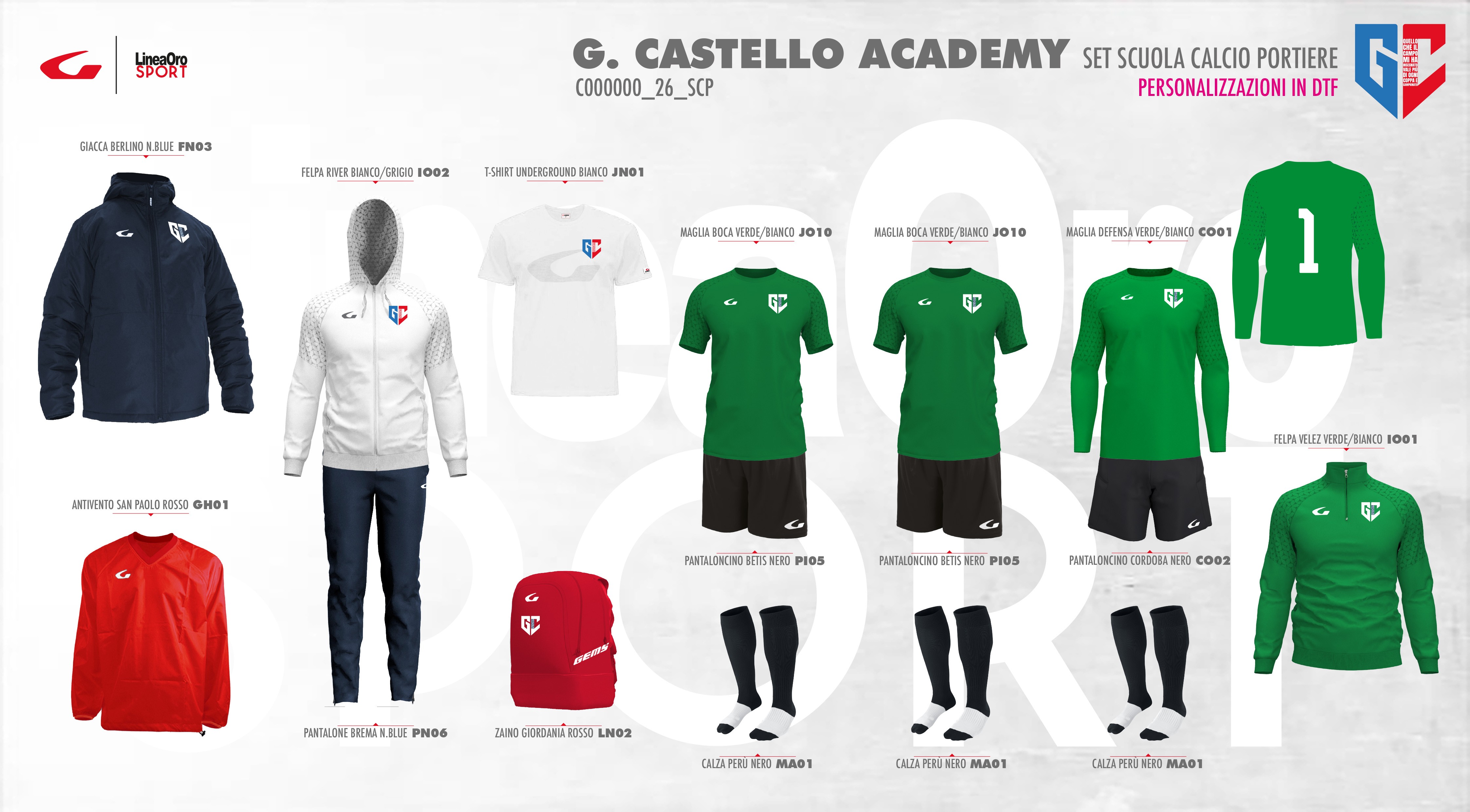 A.S.D. ACADEMY G. CASTELLO 2026 SET SCUOLA CALCIO PORTIERE - YS